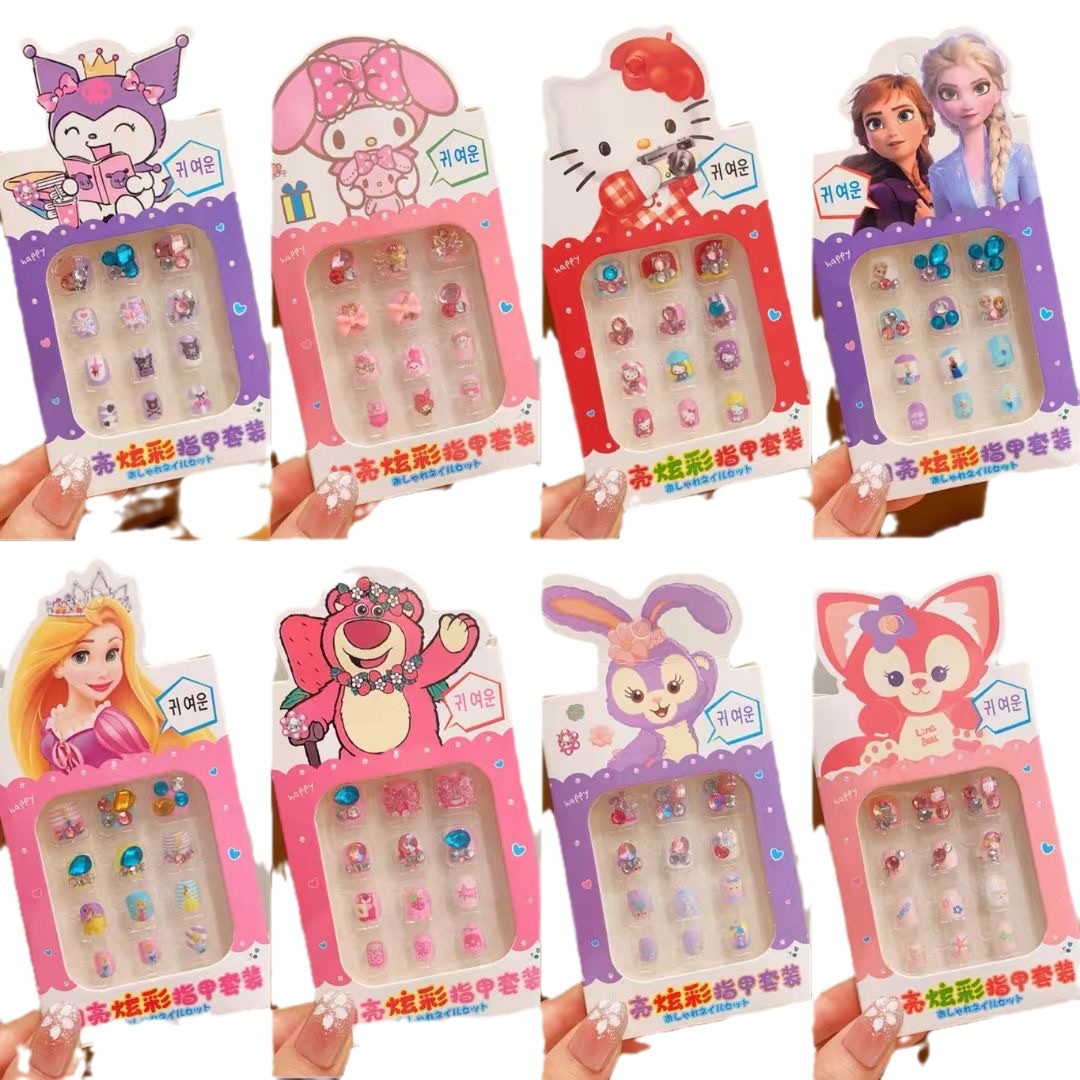 Niños dibujos animados princesa de uñas pegatinas de uñas parches tridimensionales niñas no tóxicos inodores niñas usan joyas de uñas