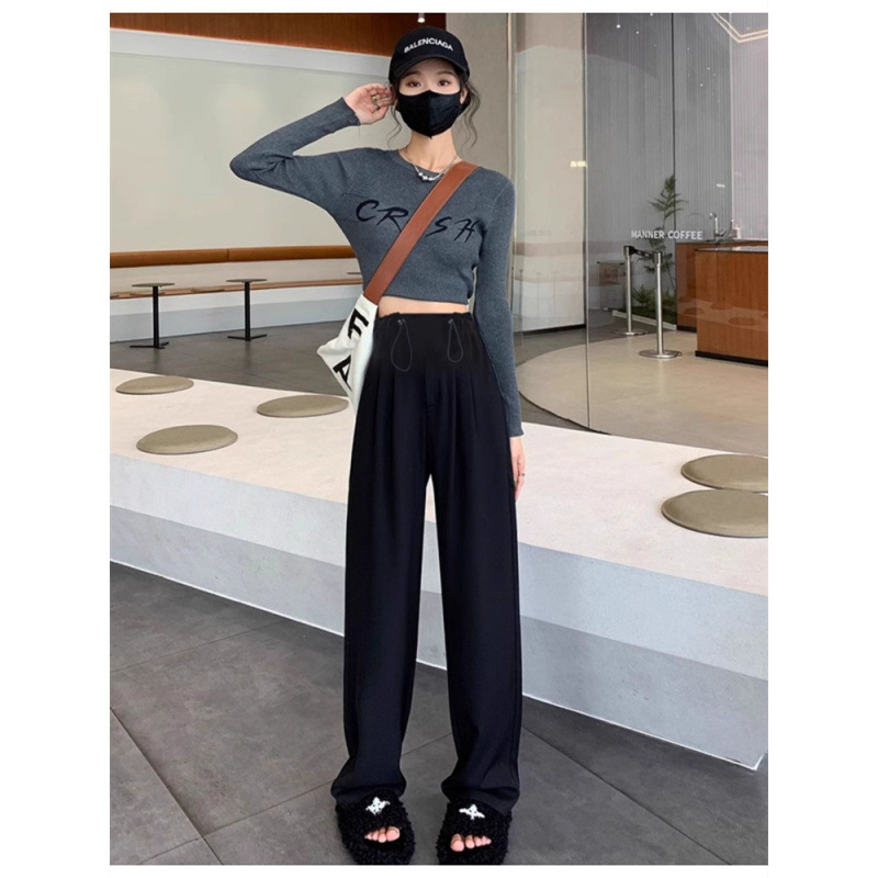 Autumn summer trousers, spring suit with belly support, drawstring