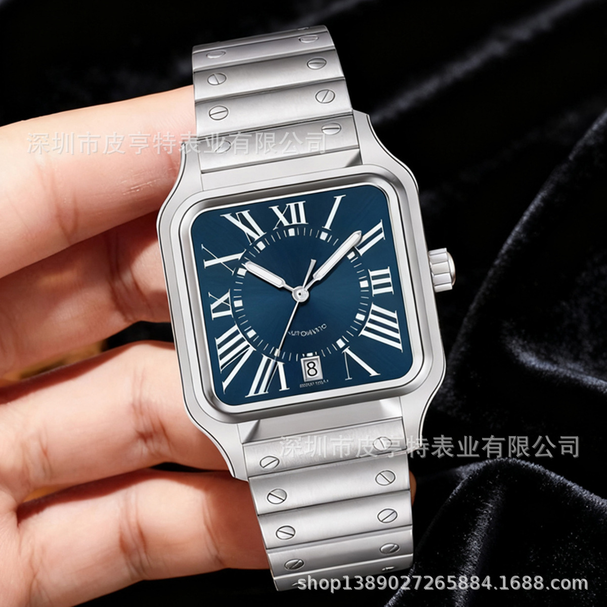 Cross-Border Foreign Trade Men's Watch High Luxury Waterproof Fully Automatic Mechanical Luminous Calendar Retro Santos Source Manufacturer