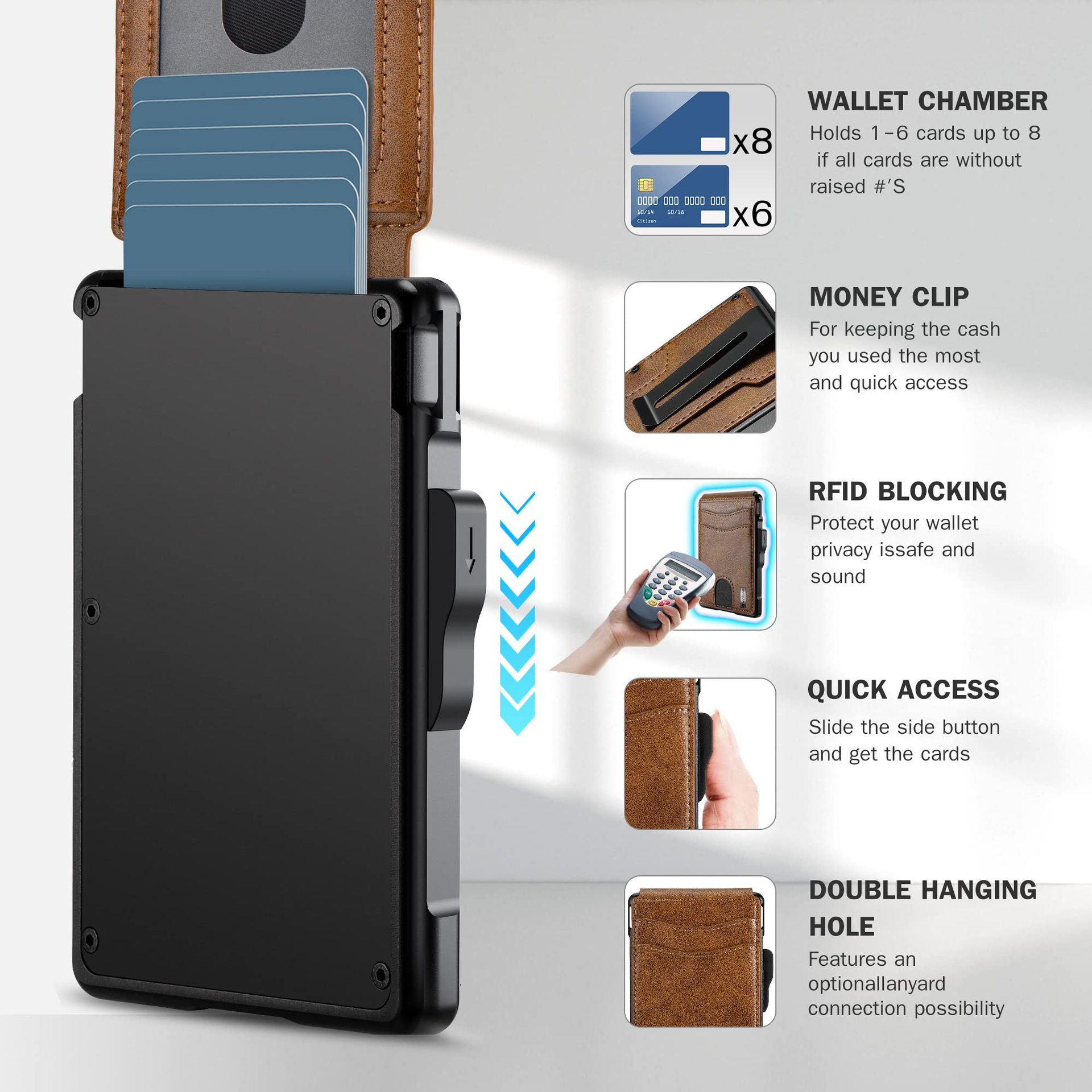 Transfronteriza nuevo metal cartera de los hombres de bienes genuinos de fibra de carbono tarjeta de crédito caso Flip titular de la tarjeta de gran capacidad titular de la tarjeta de la cartera