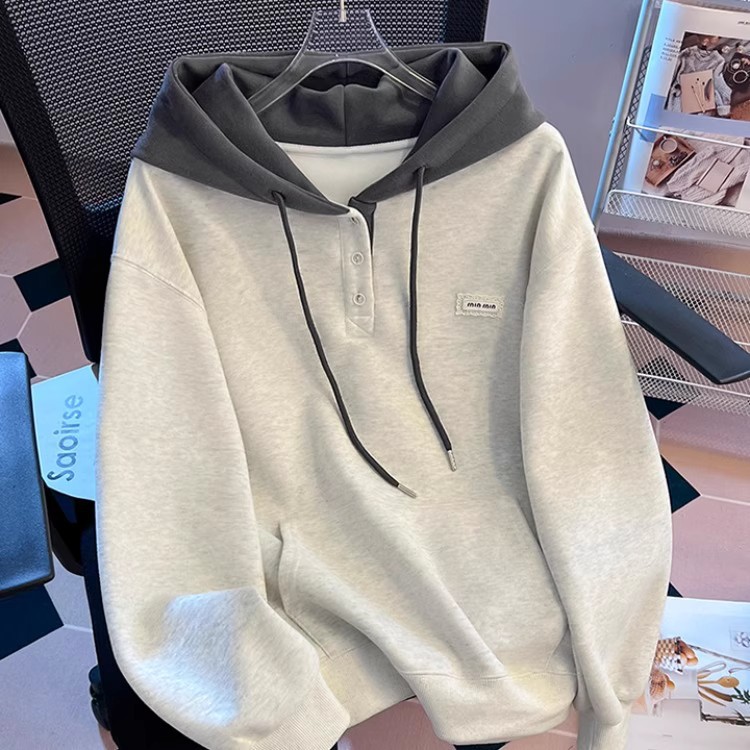 Junior High School Student Sweatshirt Women's Slimming Look 2025 New Spring and Autum High School Student Tops Student Hooded Korean Style Loose and Stylish