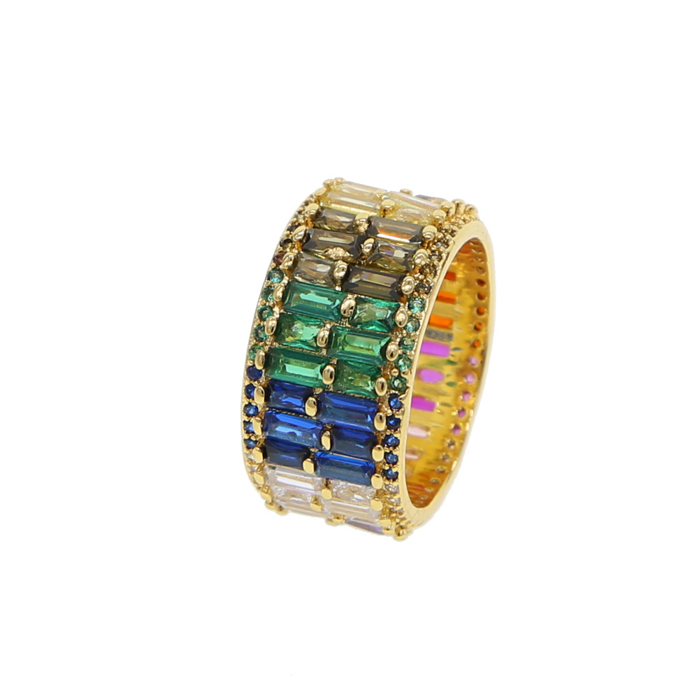 Shiny Colorful Copper Inlay Zircon Rings display picture 3