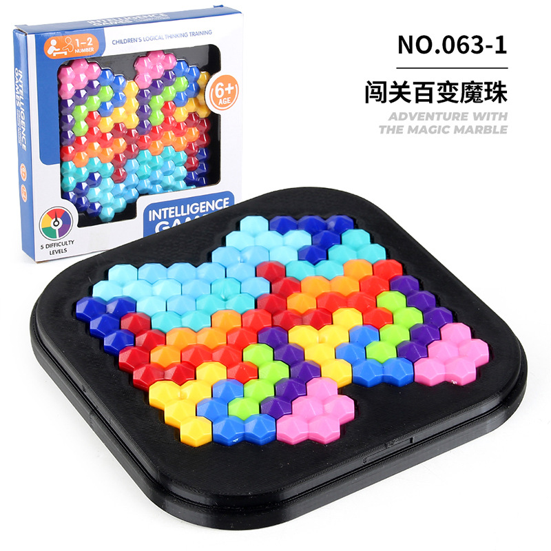 Exportación transfronteriza cerebro entrenamiento de pensamiento lógico juegos de mesa rompecabezas inteligente juegos de bolsillo juguetes de perlas de color