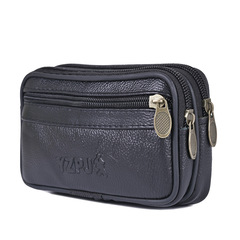 Men's street vendor bag, outdoor sports large-screen phone pouch, multi-functional genuine leather waist pack with belt—wholesale