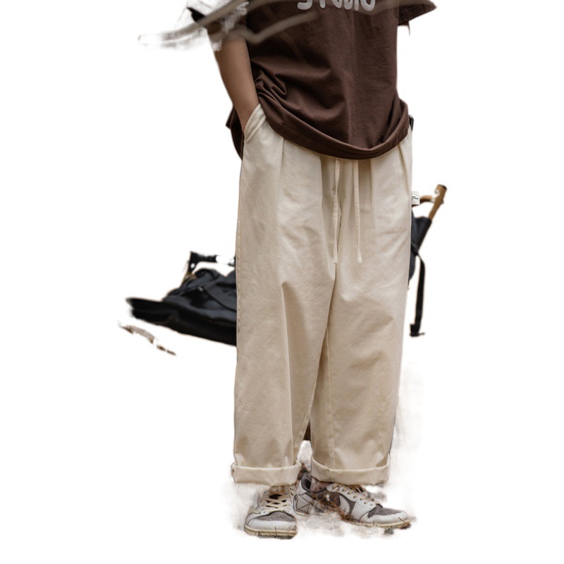 Pantalones casuales sueltos drapeados para hombres Hanlu primavera para hombres nuevos pantalones largos rectos plisados de la marca de moda japonesa retro q