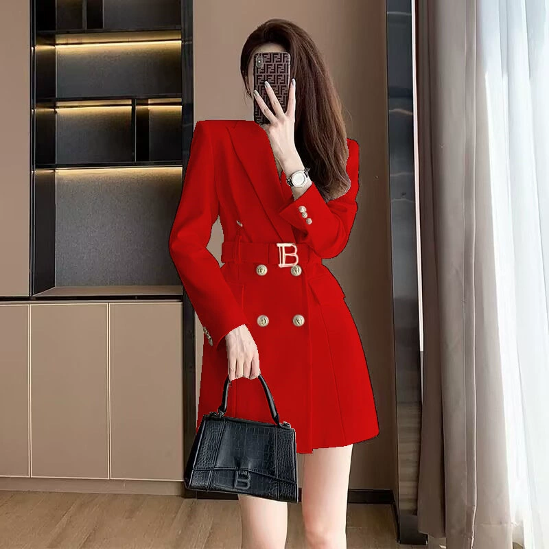 Демисезонное весеннее trench coat, длинная осенняя куртка, облегающая, до середины икры