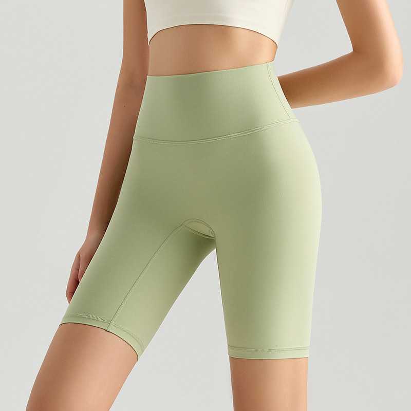 LAHN sin tamaño sentido de la nube pantalones de yoga quinto pantalones desnudos alto elástico desgaste exterior vientre contracción cadera levantamiento adelgazamiento yoga medio Pantalones