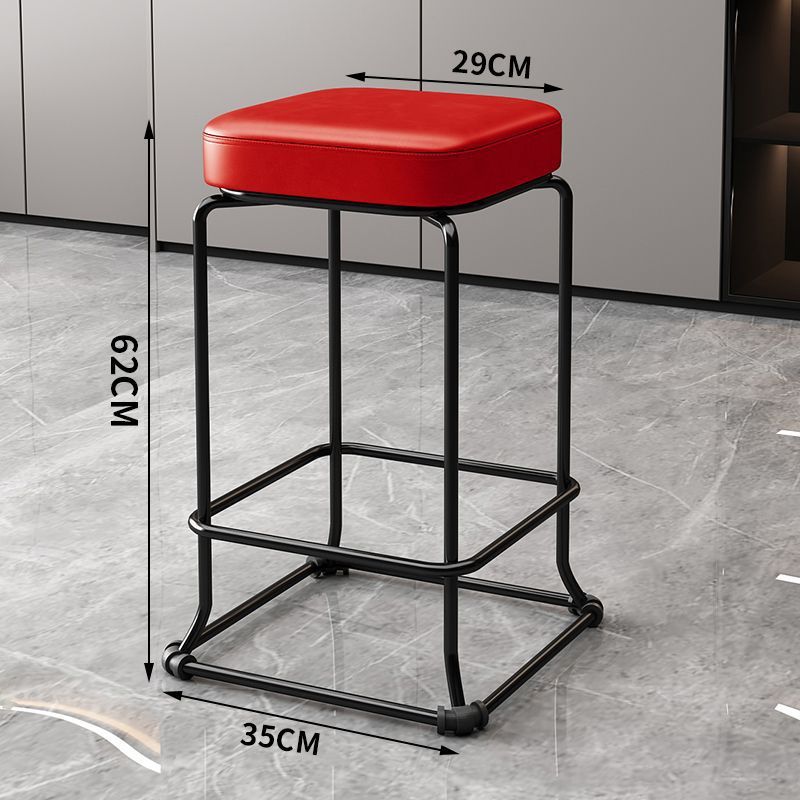 Taburete redondo de envoltura suave, silla de comedor de hierro forjado, taburete cuadrado sólido moderno, taburete de acero apilable para el hogar image 29