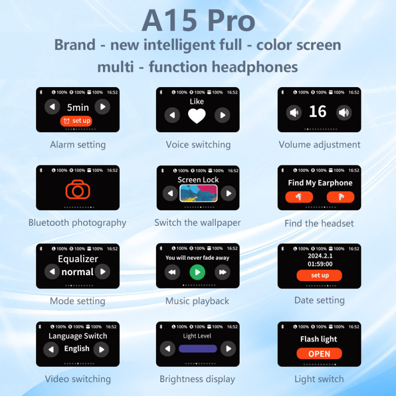 クロスボーダー新華強北六代a15pro bluetoothヘッドフォンディスプレイ超ロング航続スマートノイズワイヤレスヘッドフォン|undefined