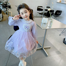 韩版女童可爱库洛米公主裙秋冬季新款女宝宝长袖时髦纱纱连衣裙子