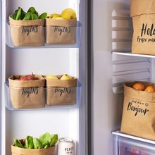 牛皮纸收纳袋水果可以水洗的子冰箱厨房水果食品化妆盆栽书亚马逊