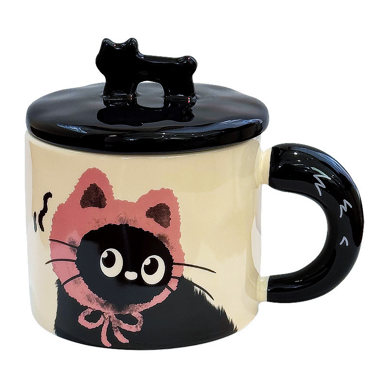 かわいい猫カップオフィスマグ蓋付きウォーターカップセラミックカップルギフトギフトボックス誕生日ギフト|undefined