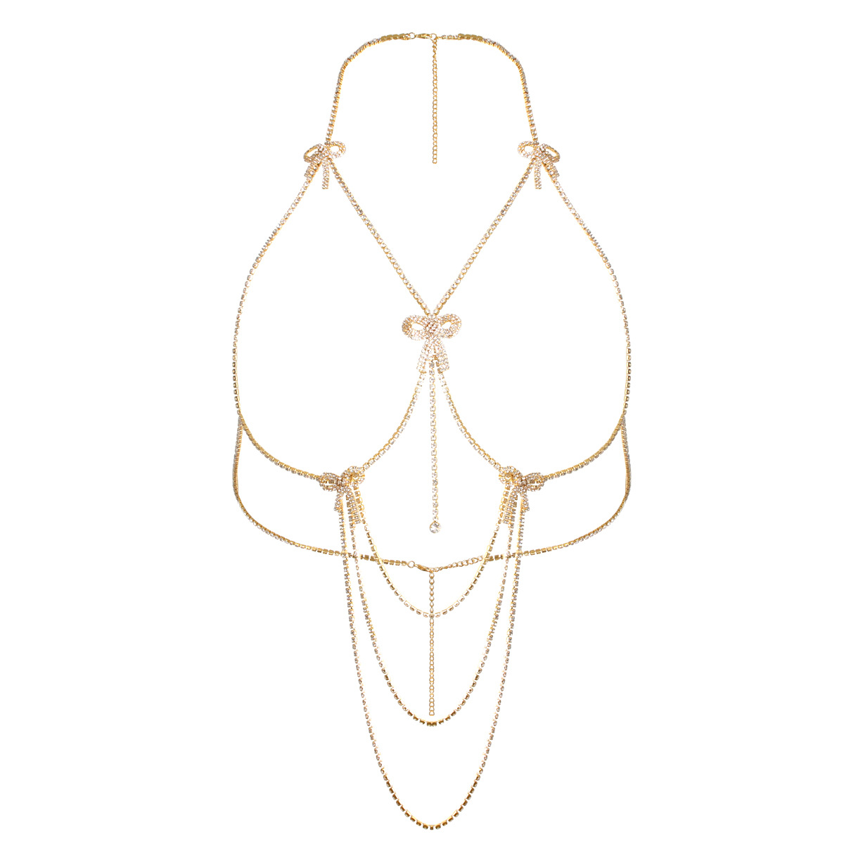 Cadena corporal sexy y caliente mujeres europeas y americanas ventas calientes transfronterizas de moda cadena de diamantes de agua de varias capas bikini cadena de pecho sexual