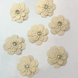 厂家批发米黄色立体花 女装服装配件DIY服饰辅料立体加钻