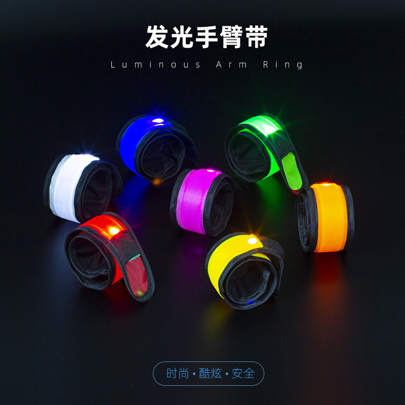Hipster flash pulsera luminosa LED luminoso raqueta anillo correa de muñeca noche deportes ciclismo banda de brazo luminoso