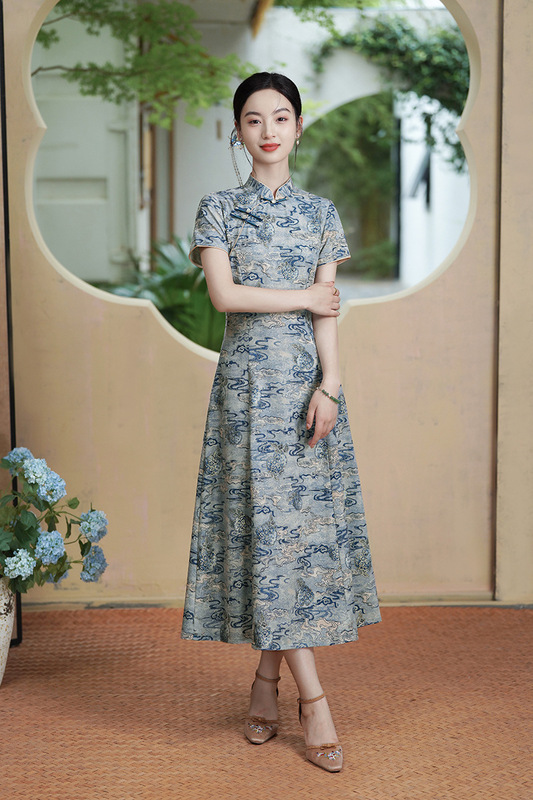 妈妈修身旗袍年轻款新款气质中国风女装民国复古改良优雅旗袍淑女|undefined