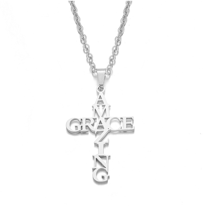 Simple Style Cross Letter Stainless Steel Plating Pendant Necklace 1 Piece display picture 3