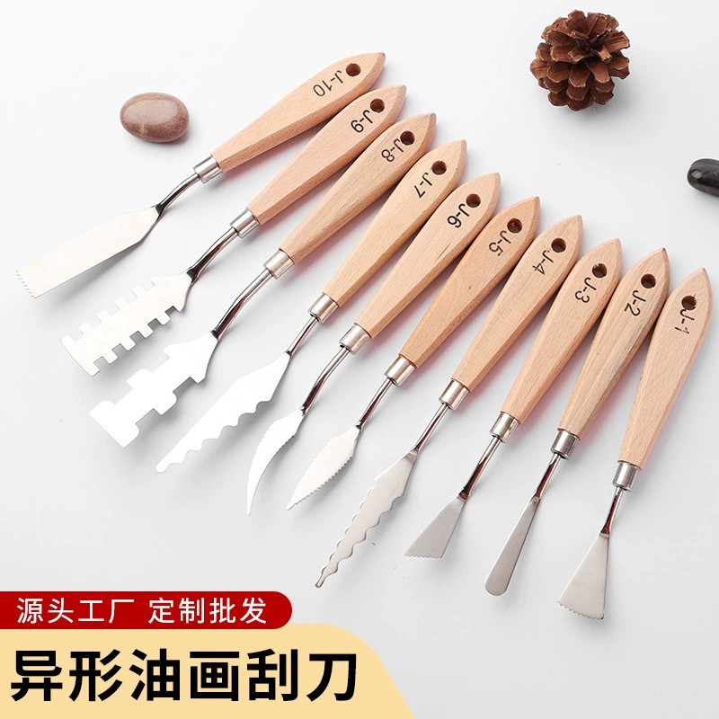 Искусство Alien Spatulatory Factory Масляная живопись Лопатки Блестящий массив дерева Нержавеющая сталь Фарфор Кремовый Кремовый Трансграничный
