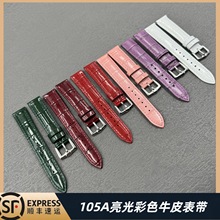 帝凡希105A 真牛皮亮皮彩色表带竹节鳄鱼表带牛皮真皮表带彩色亮
