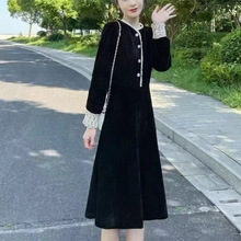 赫本风轻奢丝绒女装连衣裙 十三行尾款清货女装库存服装批发甩卖