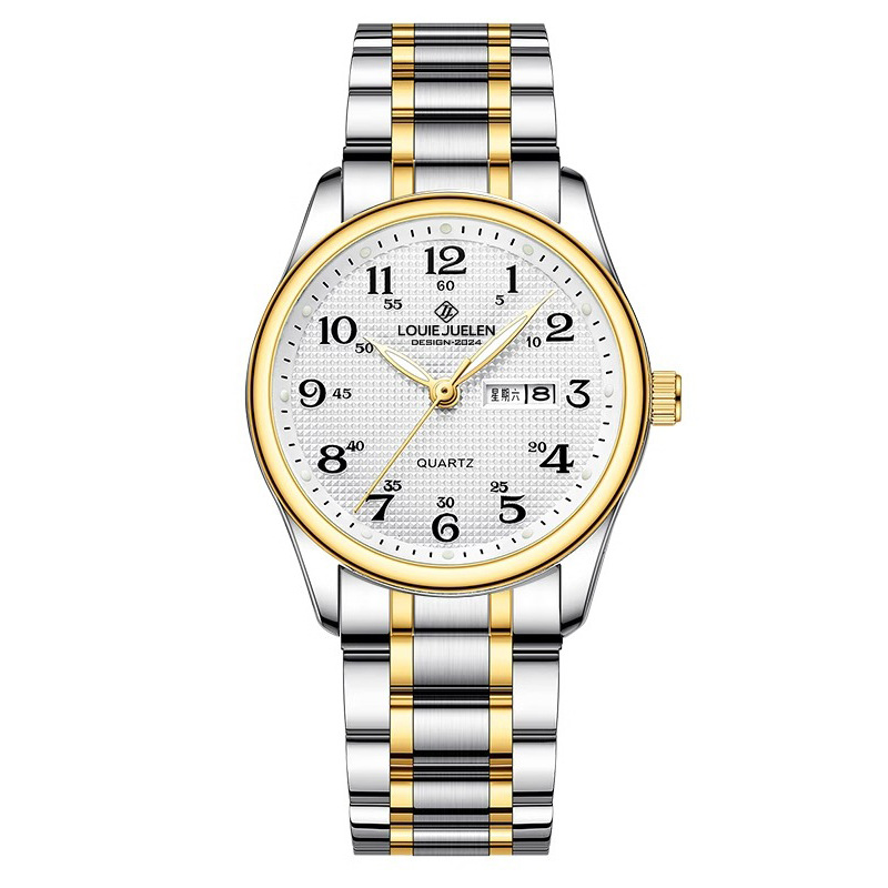 Louis Jelun comercio exterior explosión luminoso reloj de cuarzo para ancianos al por mayor cinturón de acero inoxidable reloj de pareja impermeable para hombres