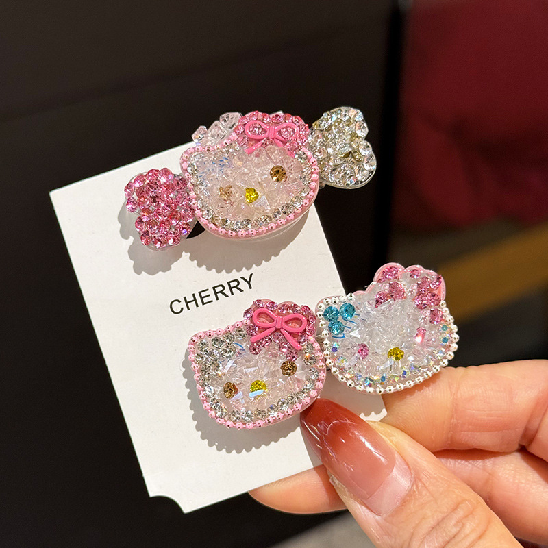 hair accessories sweet cute kt hairpin full diamond kitten barrettes all-match duckbill clip korean style side clip new cropped hair clip barrettes