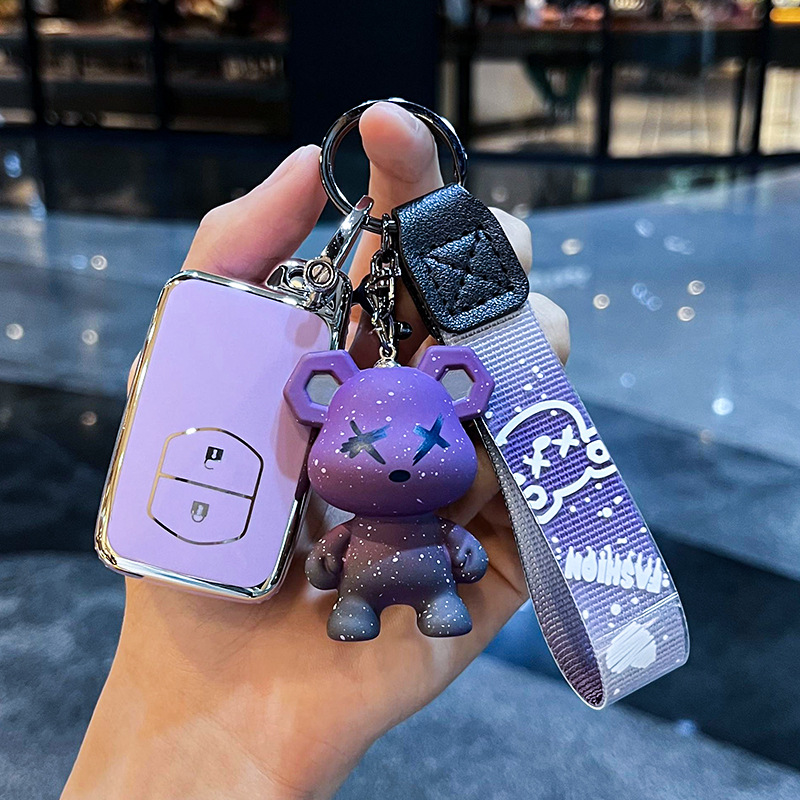 도요타 I-스마트 2 키 [싱글 쉘 퍼플] + 퍼플 베어 펜던트