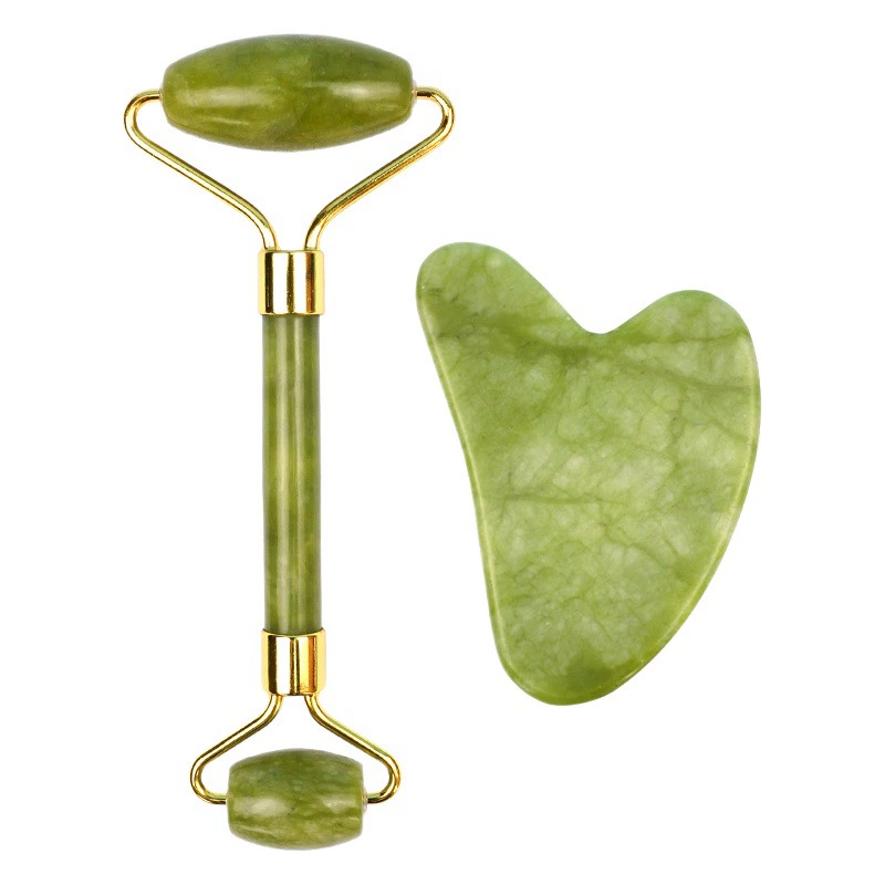 Оптовый набор: массажер-роллер для лица из нефрита, универсальный косметический массажер, двухсторонний массажный и скребковый инструмент для бритья