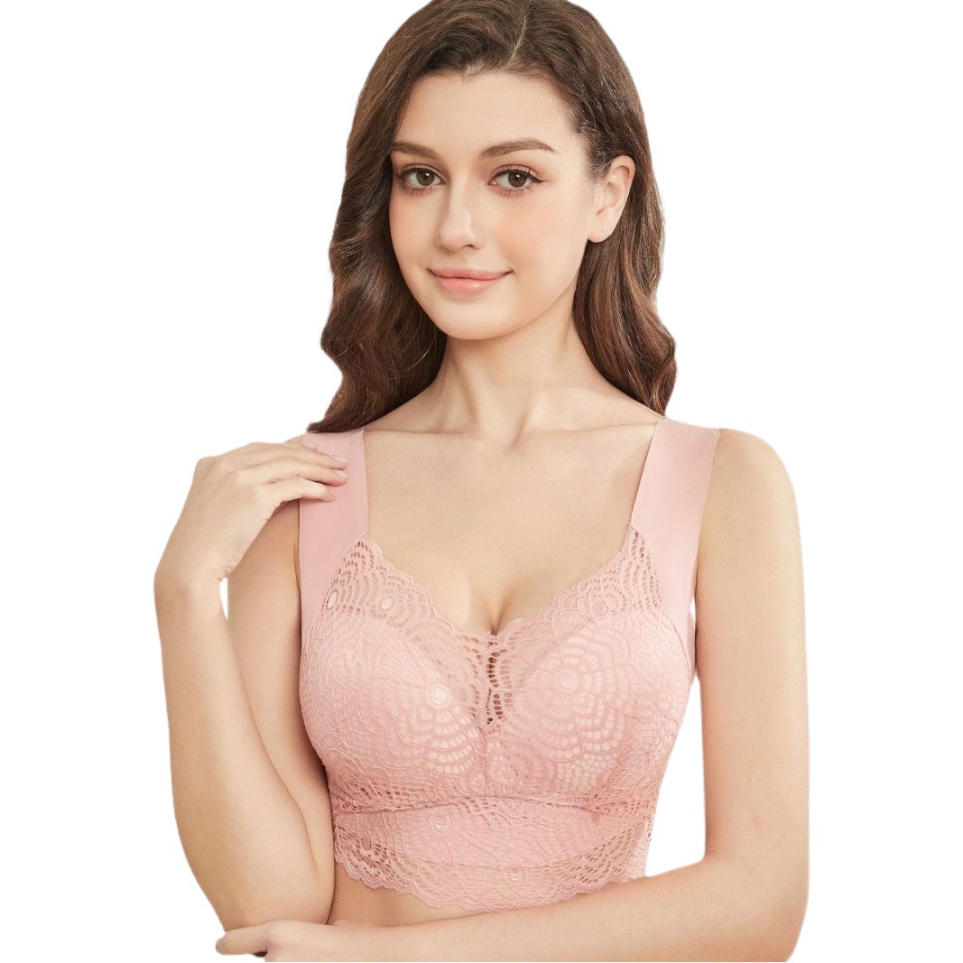 Más tamaño inalámbrico Comercio exterior ropa interior sexy encaje deportes dormir chaleco sujetador Chubby chica delgada push up bra