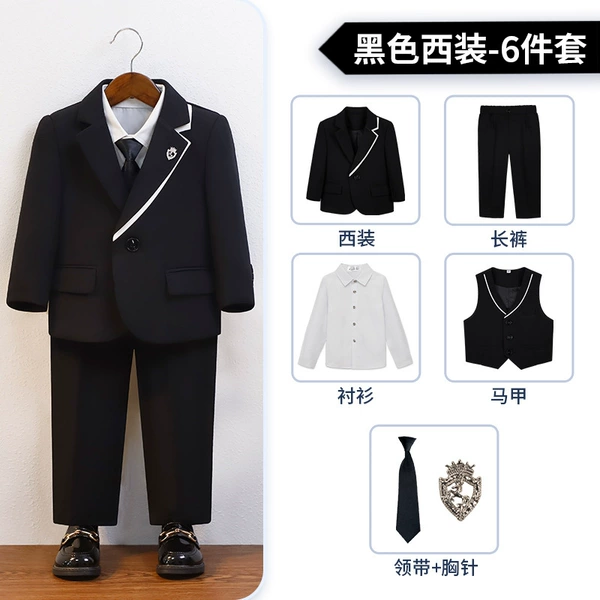 Vest, classic suit jacket, set, shirt, trousers, brooch, tie