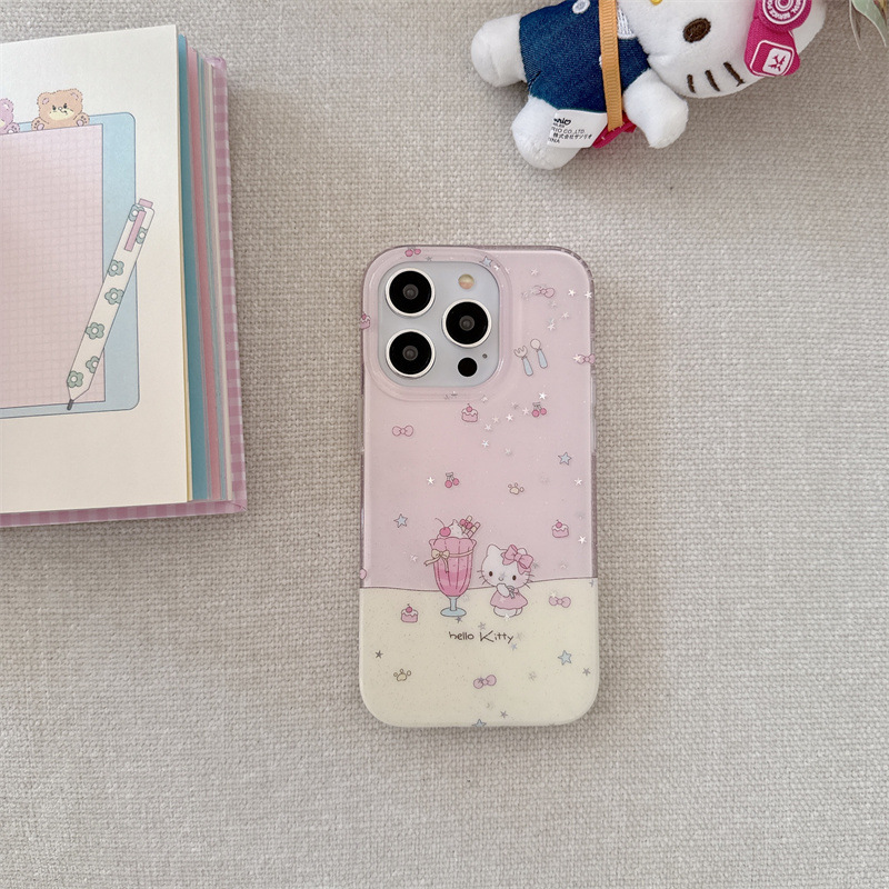 Niña ins brillo helado kt estéreo aplicable iphone16ProMax estéreo 14/15 Apple 13 cadena