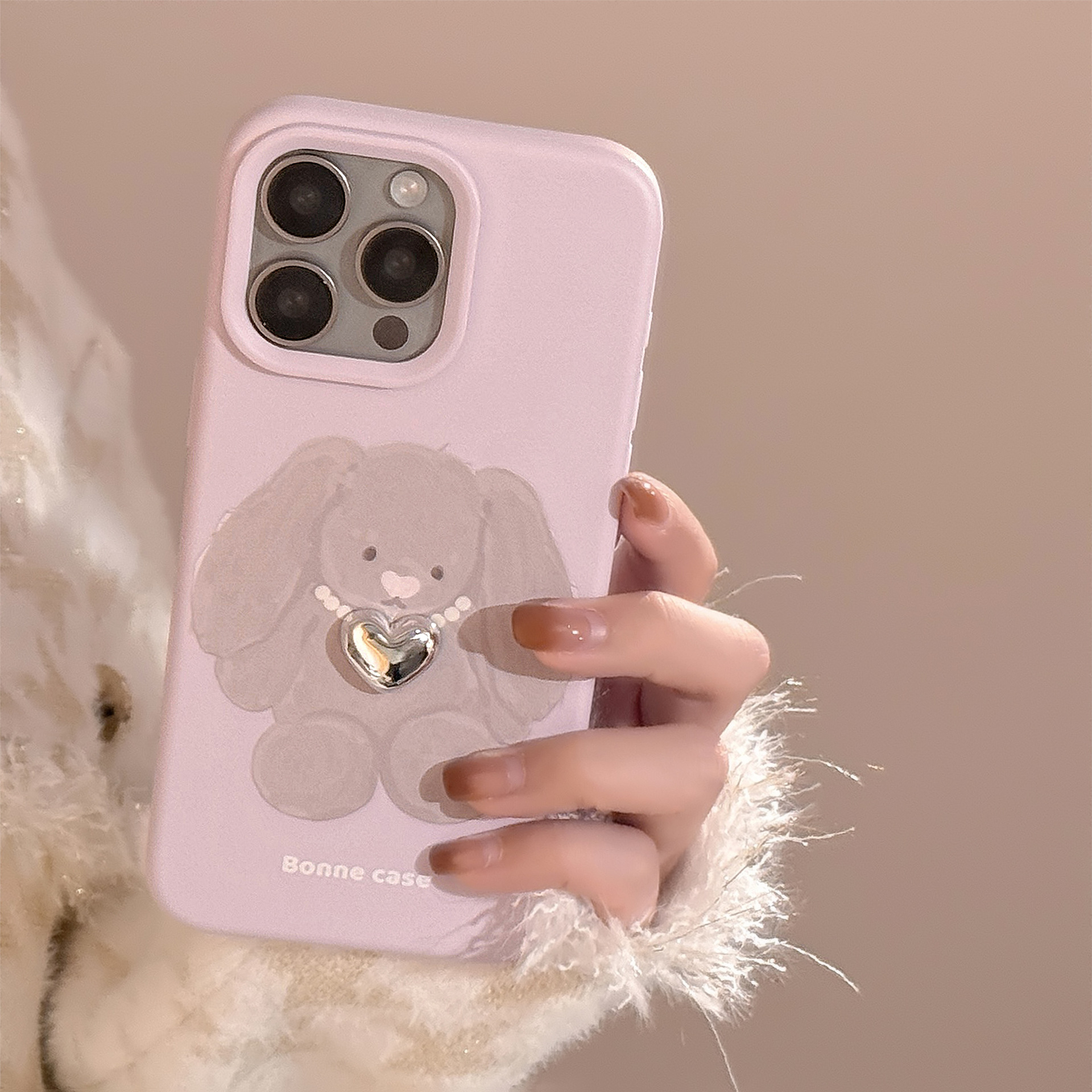 Protective Phone Case With Rabbit & Pearl Necklace For Iphone_voghion.com