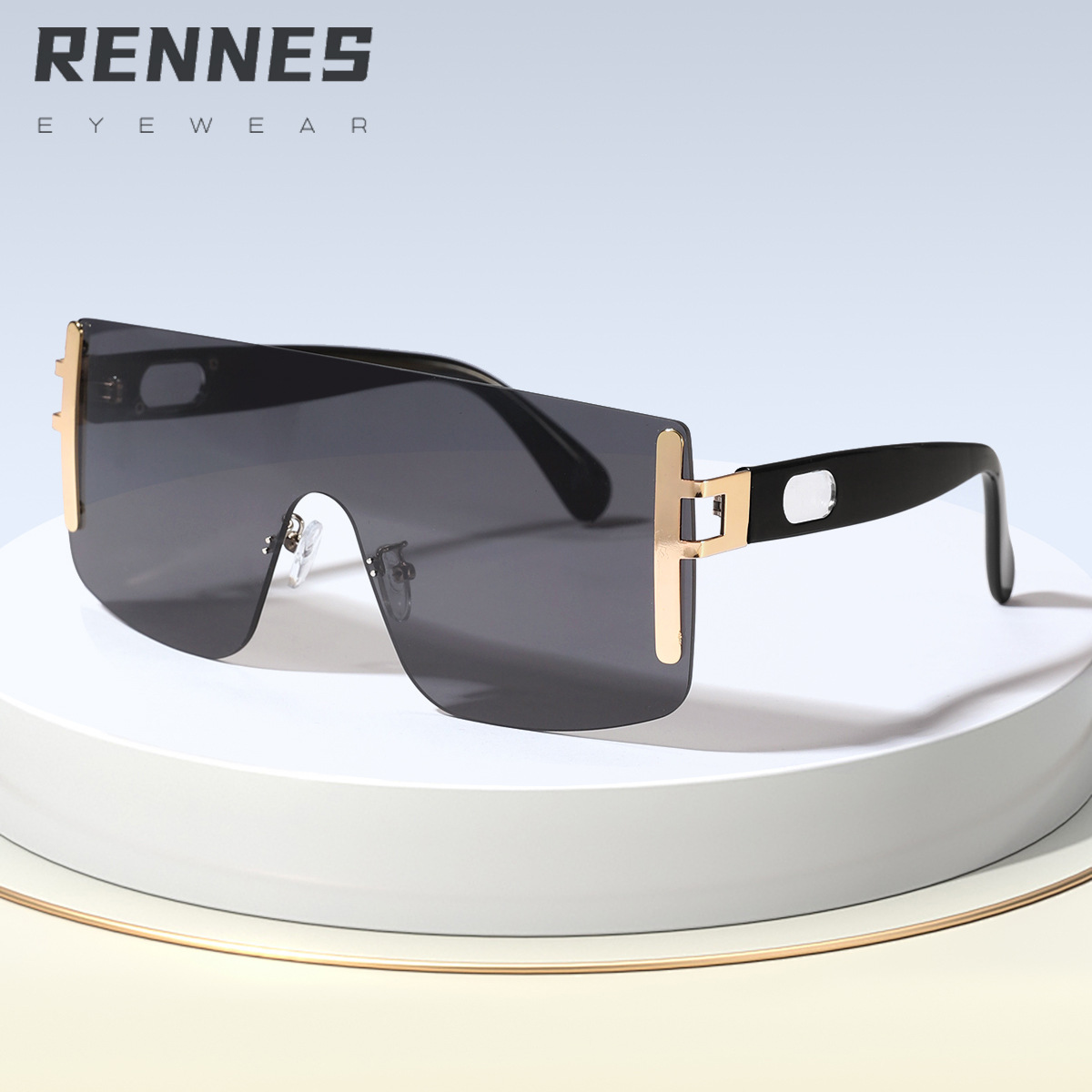 Nuevas películas integradas sin marco transfronterizas para hombres y mujeres con el mismo estilo, pasarelas europeas y americanas de vanguardia, gafas de sol de lujo ligeras, gafas de sol para exteriores