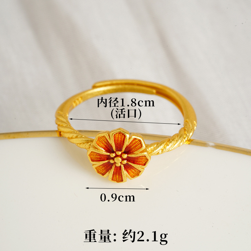 Vietnam Shajin Gesang Flower Series Pendientes Collar Anillo Temperamento simple Pulsera Twist Juego de cuatro piezas de imitación de oro