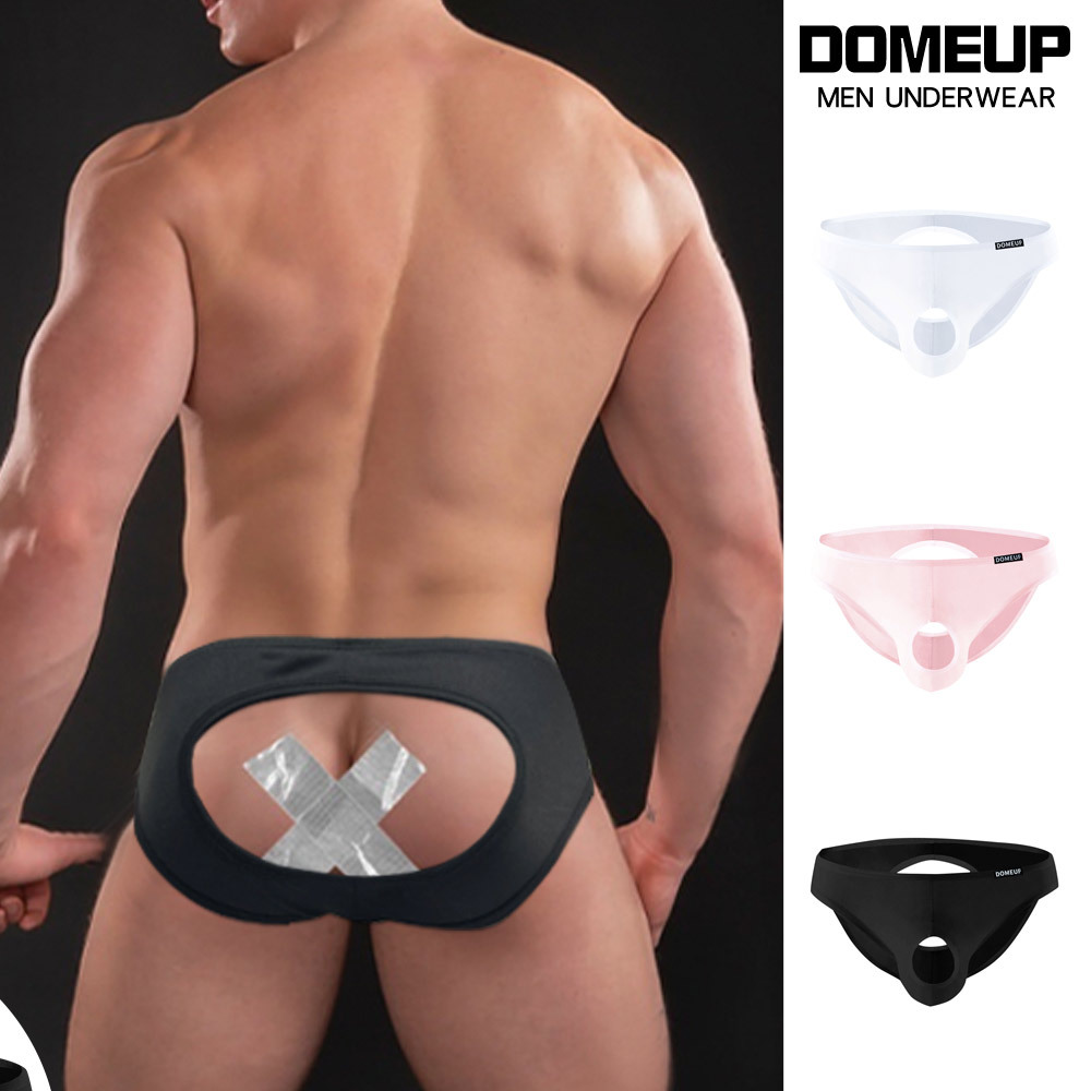 【Cross-Border】Domeup Sexy Underwear for Men, Bikini with Cutouts Front and Back, No Need to Take Off, Men's Double Thong, Gay T-Back Underwear