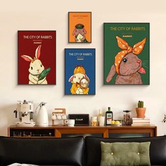 原創《初九的兔子》輕奢復古客廳掛畫臥室玄關櫃臥室床頭裝飾畫