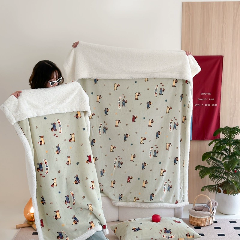 Новое Cartoon Milk Velvet Lamb Velvet Blanket Autumn and Winter Thickened Nap Blanket Office Lunch Break Air Conditioning Velvet Blanket Cover
