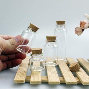 10 Pieces of 30mm Transparent Glass Bottles with Cork Stoppers, Small Gift Ideas, Wishing Bottles, Golden Bean Small Bottles, Drift Bottles