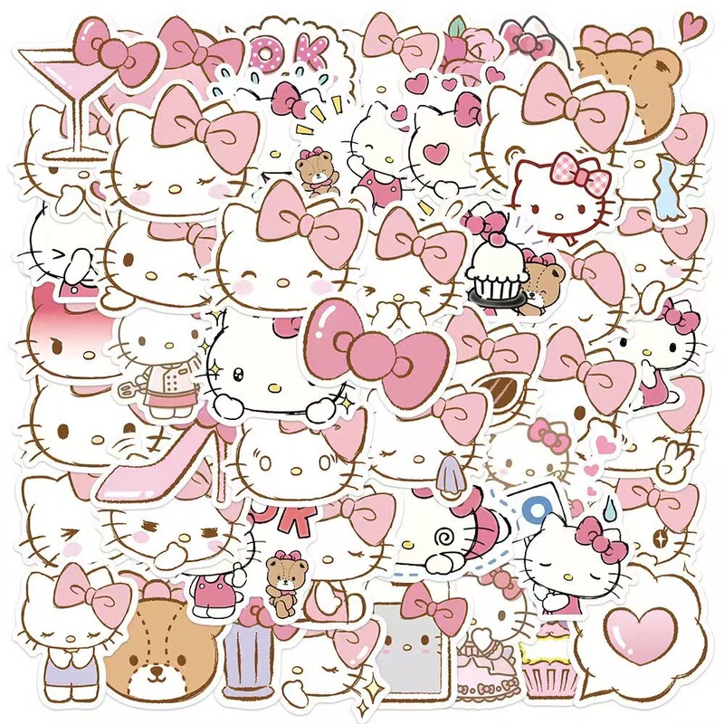 50 Cat Avatar Stickers, Cute Cartoon Ins Pink Girl High-Looking Creative DIY Decorative Stickers