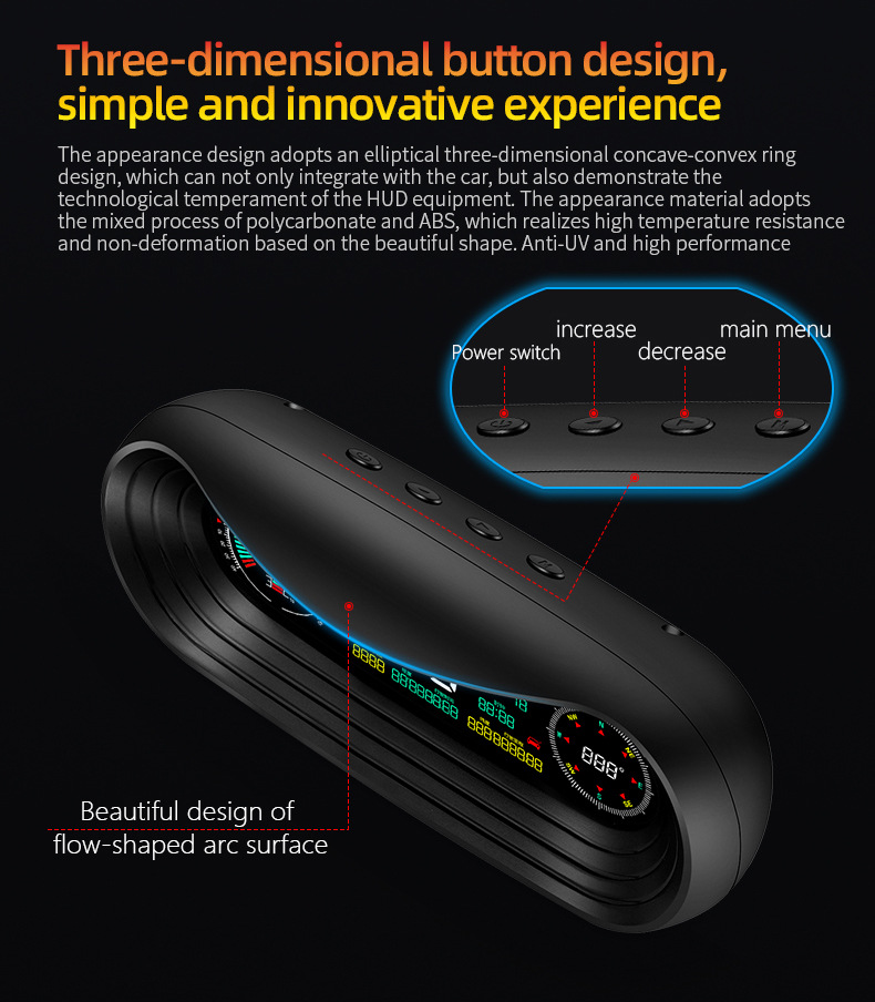 Car Portable Instrument Hud Head-Up Display Color Screen Car-Mounted Hud Portable High-Definition Off-Road Level and Slope Meter