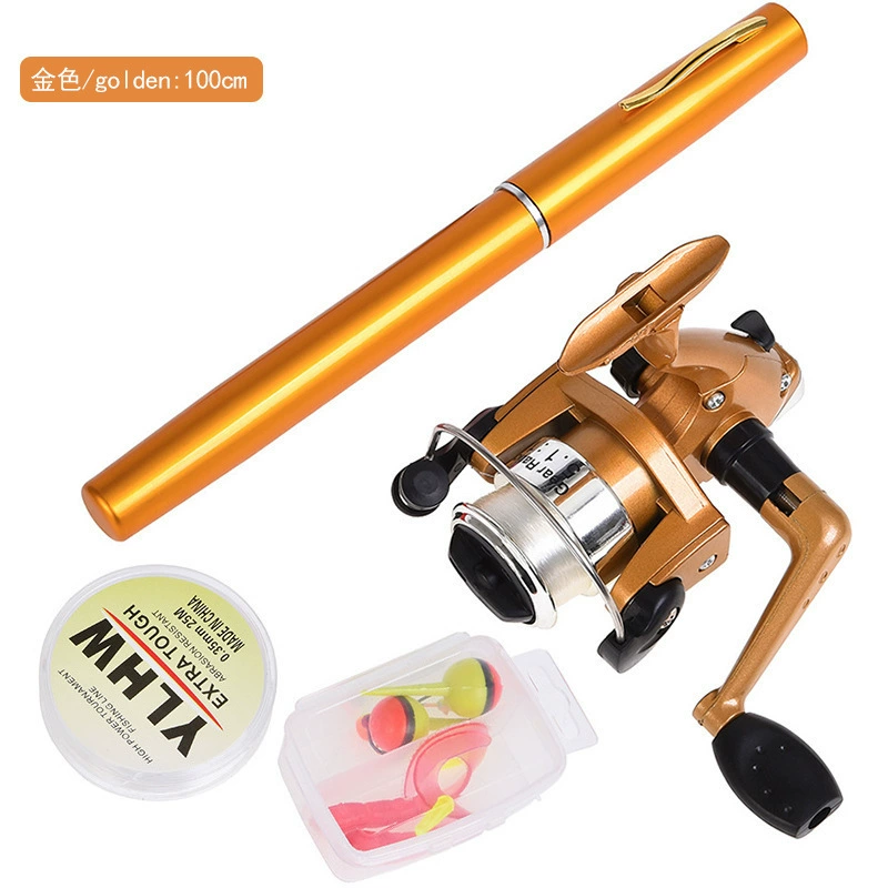 Weihai manufacturer wholesale steel pen style fishing rod cross -border mini 1M ice fishing rod suit pocket raft portable rod