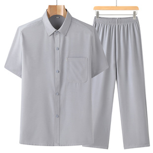 Летняя одежда, летняя рубашка для пожилых людей, тонкий комплект, 60 лет