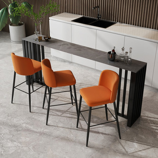 Light Luxury Slate Bar Table Home Kitchen High Table and Chair Combination Cafe Milk Tea Shop Rectangular Iron Bar Table