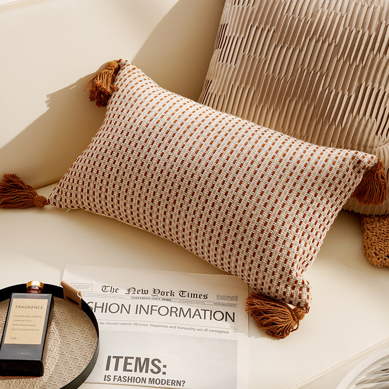 Blanco marrón minimalista 30x50cm cubierta de almohada separada