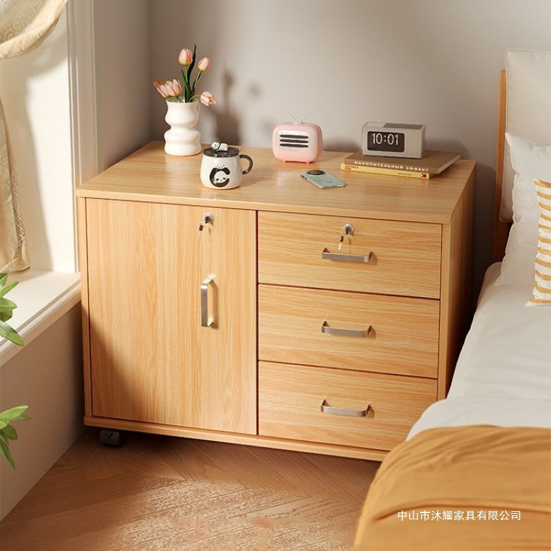 Lockable Bedside Cabinet Storage Cabinet Large Size Simple Modern Storage Cabinet Home Bedroom Simple Bedside Storage Cabinet
