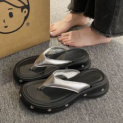 Women's Summer Outdoor Wear Casual Fashion Thick Sole Star Y2K Style Slip-On Non-Slip Beach Sandals