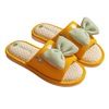 Cute non-slip breathable slippers with bow for beloved indoor, cotton and linen, soft sole, wholesale