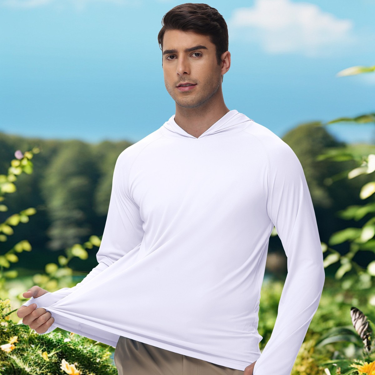 plus size Men's Sunscreen Clothing Cross-border Outdoor Anti-ultraviolet Summer Fishing Clothing Long-sleeved Hooded Thin Jacket Coat