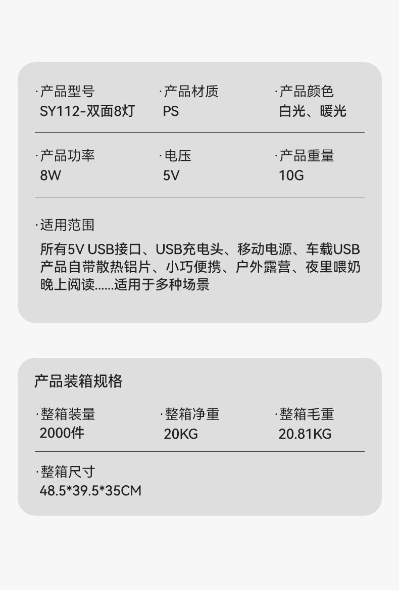 USB night light 3LED高亮8灯USB灯16灯小夜灯24灯露营灯学生宿舍