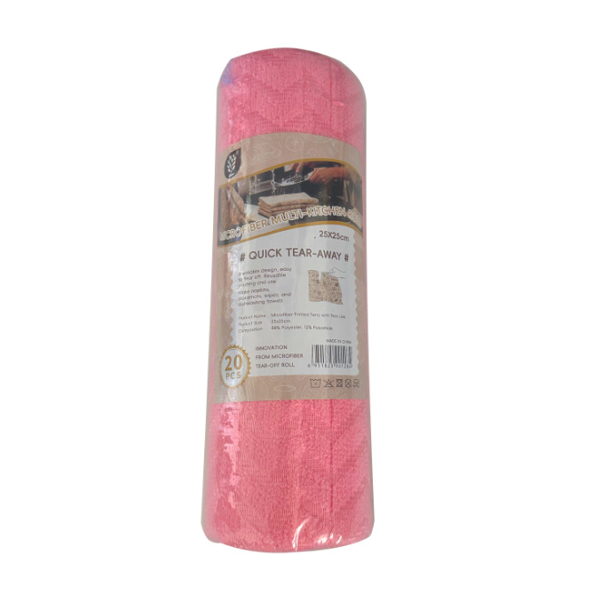 Perezoso rollo de mano rasgada toallas de cocina doméstica gruesa gruesa seca y húmeda dobles rollo de microfibra fábrica al por mayor